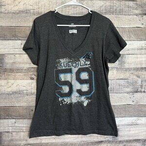 Carolina Panthers NFL TEAM APPAREL Women's XL Kuechly V-Neck T-Shirt Gray